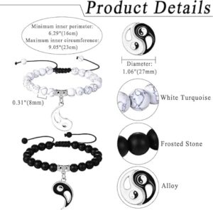 (قطعتان) أساور يين يانغ للزوجين - أساور صداقة قابلة للتعديل من الخرز مع حُلي متطابقة للأزواج والأصدقاء والهدايا-B0FT2WM1H7