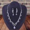 طقم مجوهرات نسائي فاخر - قلادة وأقراط من الكريستال بطول 25 سم - تصميم أنيق مطلي بالفضة لحفلات الزفاف والمناسبات الخاصة-B0FTZ3WLSQ