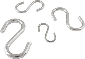 خطافات على شكل حرف S من الفولاذ المقاوم للصدأ، دائرية مصقولة، متينة، تتحمل حتى وزن 50 كيلوجرامًا أو أكثر، للمطبخ، وأدوات الحمام، والخزانة، وورش العمل، من الفولاذ الصلب (مفردة، 5 قطع)-B0FSXLJZFF