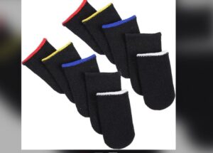 أكمام أصابع الألعاب الاحترافية (عبوة من زوج واحد) - مضادة للتعرق، عالية الحساسية للمس - أكمام إبهام قابلة للتنفس وغير قابلة للانزلاق لألعاب الهاتف المحمول، لون عشوائي-B0FTZ4JHZS