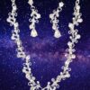 طقم أنيق من قلادة وأقراط من الكريستال المطلي بالفضة للنساء - طقم مجوهرات زفاف بطول 25 سم-B0FV31WJGL