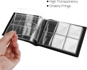 حامل عملات محمول من الجلد الصناعي الأسود مزود بـ 60 جيبًا | منظم صغير (10×14 سم) هدية مثالية لهواة جمع العملات-B0FTX4VCGG