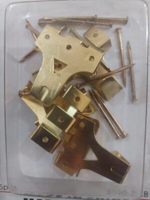 مجموعة (5 قطع) من مسامير ومشابك إطارات الصور المصنوعة من النحاس المتين (مجموعة أدوات تعليق الأعمال الفنية) (2×2.5 سم)-B0FTVJ9R68