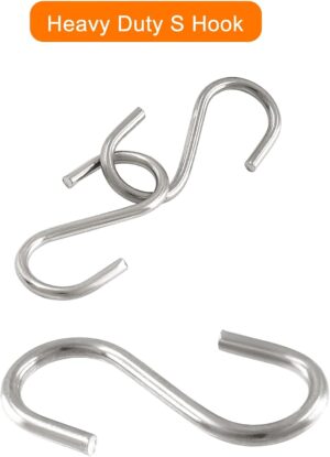 خطافات على شكل حرف S من الفولاذ المقاوم للصدأ، دائرية مصقولة، متينة، تتحمل حتى وزن 50 كيلوجرامًا أو أكثر، للمطبخ، وأدوات الحمام، والخزانة، وورش العمل، من الفولاذ الصلب (مفردة، 5 قطع)-B0FSXLJZFF