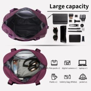 حقيبة بعجلات، حقيبة أمتعة قابلة للطي، حقيبة حمل قابلة للتمدد مع عجلات قابلة للفصل، حقيبة دافل جافة ورطبة للنساء والرجال (أرجواني داكن) 65 × 55 سم-B0FTVCJS6Z