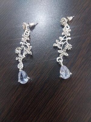 طقم مجوهرات نسائي فاخر - قلادة وأقراط من الكريستال بطول 25 سم - تصميم أنيق مطلي بالفضة لحفلات الزفاف والمناسبات الخاصة-B0FTZ3WLSQ