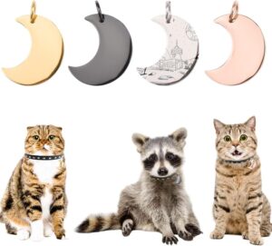 علامات تعريف شخصية للكلاب، علامات تعريفية ملونة مضادة للضياع على شكل قمر من الفولاذ المقاوم للصدأ للكلاب والقطط الكبيرة أو الصغيرة (أسود)-B0FSZZ4HMT