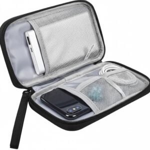 حقيبة سفر لتنظيم الأجهزة الإلكترونية - حقيبة تخزين محمولة للكابلات، وبنك الطاقة، والشواحن، والقرص الصلب، والملحقات - صغيرة الحجم وخفيفة الوزن (19 × 12 سم) - أسود-B0FTM3QGC8