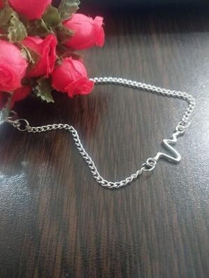 سوار نبضات قلب فضي أنيق للنساء - سلسلة نبضات حياة بسيطة قابلة للتعديل - هدية رائعة-B0FV3CG7SD