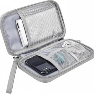 حقيبة سفر لتنظيم الأجهزة الإلكترونية - حقيبة تخزين محمولة للكابلات، وبنك الطاقة، والشواحن، والقرص الصلب، والملحقات - صغيرة الحجم وخفيفة الوزن (19 × 12 سم) - أسود-B0FTM3QGC8