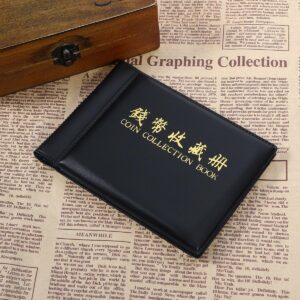 حامل عملات محمول من الجلد الصناعي الأسود مزود بـ 60 جيبًا | منظم صغير (10×14 سم) هدية مثالية لهواة جمع العملات-B0FTX4VCGG