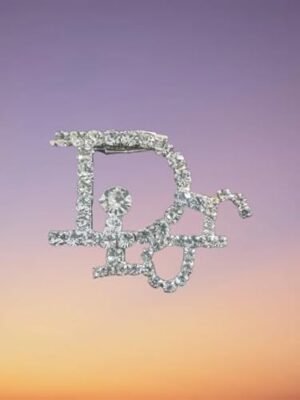 دبوس بروش كريستال فاخر - شعار مستوحى من مصمم أنيق (للنساء)-B0G2SNYYR4