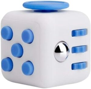 مكعب فاخر (أبيض وأزرق) - ديكور مكتب عصري وأداة لتخفيف التوتر-B0G2H3GKLP