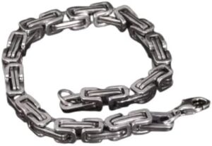 سوار/قلادة رجالي بسلسلة ثقيلة -فضي اللون، مقاس 20 سم A04-B0G2GP49D1