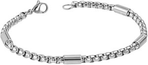 سوار/قلادة رجالي بسلسلة ثقيلة مقاوم للحساسية فضي اللون، مقاس 20 سم A03-B0G2GSW3L2