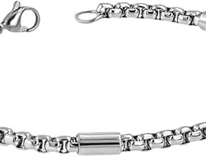 سوار/قلادة رجالي بسلسلة ثقيلة مقاوم للحساسية فضي اللون، مقاس 20 سم A03-B0G2GSW3L2