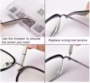 مجموعة إصلاح النظارات (600 قطعة) - براغي دقيقة، وصواميل، وغسالات، ومفكات للنظارات، والنظارات الشمسية، والساعات-
