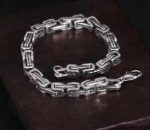 سوار/قلادة رجالي بسلسلة ثقيلة -فضي اللون، مقاس 20 سم A04-B0G2GP49D1