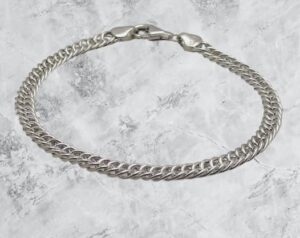 سوار/قلادة رجالي بسلسلة ثقيلة -فضي اللون، مقاس 20 سم-A06-B0G2GRMSQK