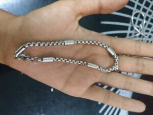 سوار/قلادة رجالي بسلسلة ثقيلة مقاوم للحساسية فضي اللون، مقاس 20 سم A03-B0G2GSW3L2