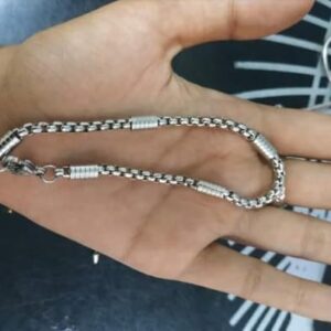 سوار/قلادة رجالي بسلسلة ثقيلة مقاوم للحساسية فضي اللون، مقاس 20 سم A03-B0G2GSW3L2