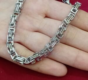 سوار/قلادة رجالي بسلسلة ثقيلة -فضي اللون، مقاس 20 سم A04-B0G2GP49D1