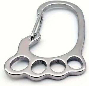 منظم سلسلة مفاتيح معدني مع مشبك حلقة تثبيت و4 حلقات مفاتيح - حامل مفاتيح متين من الفولاذ المقاوم للصدأ للرجال والنساء - انظر أبعاد الصورة،B0G4GWNJ1T