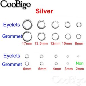 مجموعة من 50 حلقة معدنية لخياطة الملابس والقماش - فضي - (أسود، 12 مم)-B0G2KFFQD6