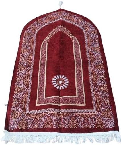 سجادة صلاة إسلامية فاخرة – مخمل ناعم بتصميم مطرز أنيق مقاس 65 × 122 سم-B0G1M8MHWZ