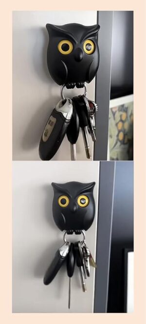 (قطعة واحدة) خطاف مفاتيح على شكل بومة - لون أسود 5 سم × 6 سم-B0G2MDQ8F3