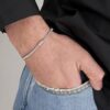 سوار/قلادة رجالي بسلسلة ثقيلة مقاوم للحساسية فضي اللون، مقاس 20 سم A03-B0G2GSW3L2