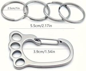 منظم سلسلة مفاتيح معدني مع مشبك حلقة تثبيت و4 حلقات مفاتيح - حامل مفاتيح متين من الفولاذ المقاوم للصدأ للرجال والنساء - انظر أبعاد الصورة،B0G4GWNJ1T