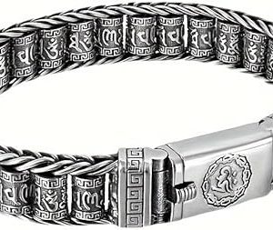 سوار فضي إبداعي مصنوع يدويًا للرجال والنساء بإصدار عريض، يتميز بشخصية مميزة، سوار صيني أنيق عتيق، 22 سم - 32 جرام-B0G4H3DQX4