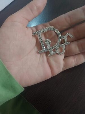 دبوس بروش كريستال فاخر - شعار مستوحى من مصمم أنيق (للنساء)-B0G2SNYYR4