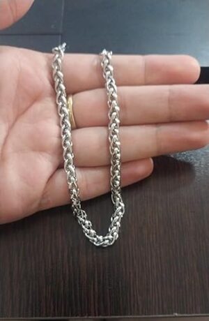 سوار/قلادة رجالي بسلسلة ثقيلة - فولاذ مقاوم للصدأ فاخر - مقاوم للحساسية، مقاوم للتآكل، فضي اللون، مقاس 20 سم A02-B0G2GMPNNG