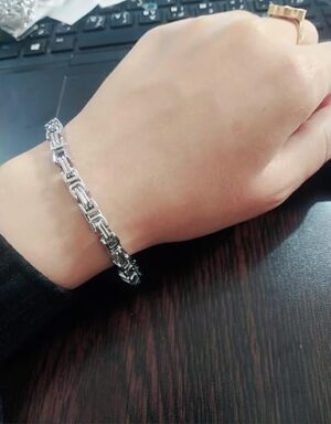 سوار/قلادة رجالي بسلسلة ثقيلة -فضي اللون، مقاس 20 سم A04-B0G2GP49D1