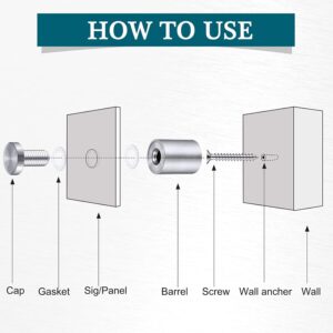 (4 قطع) مثبتات فاصلة، مسامير فاصلة من الفولاذ المقاوم للصدأ،(فضي - 2 سم × 3.5 سم)-B0G2LYSS4B