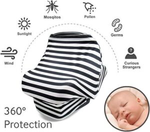 Nursing Breastfeeding Cover Baby Car Seat Cover Canopy Stretchy Carseat Canopy Grocery-B0FZ43R36W