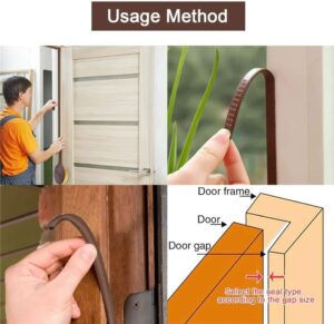 شريط مانع تسرب رغوي ذاتي اللصق بطول 6 أمتار للأبواب والنوافذ، عازل للصوت على شكل حرف D، لكل لفة، بني-B0G2GH56F5