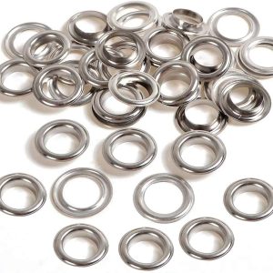 مجموعة من 50 حلقة معدنية لخياطة الملابس والقماش - فضي - (أسود، 12 مم)-B0G2KFFQD6