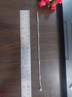 سوار/قلادة رجالي بسلسلة ثقيلة مقاوم للحساسية فضي اللون، مقاس 20 سم A03-B0G2GSW3L2