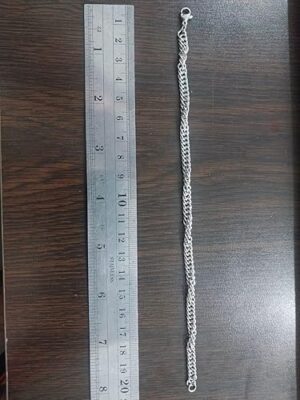 سوار/قلادة رجالي بسلسلة ثقيلة -فضي اللون، مقاس 20 سم-A06-B0G2GRMSQK