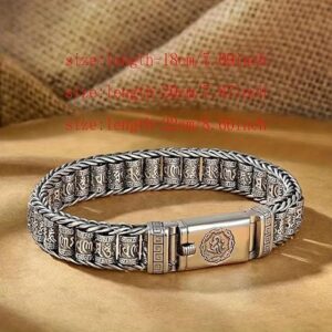 سوار فضي إبداعي مصنوع يدويًا للرجال والنساء بإصدار عريض، يتميز بشخصية مميزة، سوار صيني أنيق عتيق، 22 سم - 32 جرام-B0G4H3DQX4