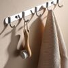 B0FZKMSW2C-(1pcs) Stainless Steel Wall Mount Coat Rack with 5 Hooks - Heavy Duty Modern Hanger for Entryway, Bathroom, Kitchen, a nd Bedroom – Rustproof Brushed Finish Length: 36.5 cm