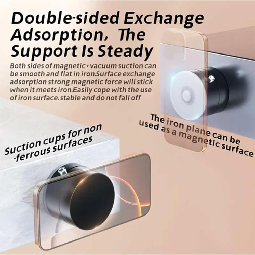 01 (4) حامل هاتف مغناطيسي بالشفط، متوافق مع السيارة والمنزل، قابل للطي والسحب، سهل التركيب، أسود-B0G447M9RY