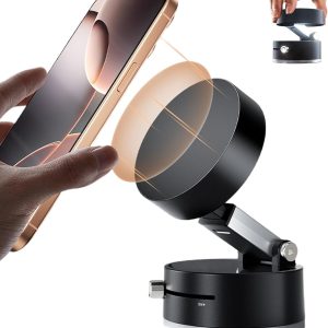 حامل هاتف مغناطيسي بالشفط، متوافق مع السيارة والمنزل، قابل للطي والسحب، سهل التركيب، أسود-B0G447M9RY