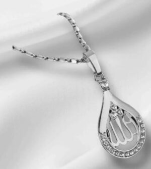 قلادة "ما شاء الله" للنساء متدلية بالخط الاسلامي مع كريستالات بطول 24 سم