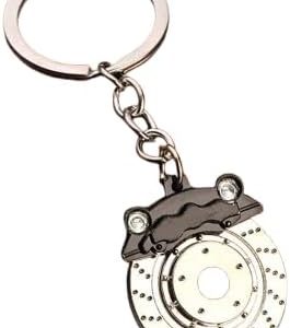 سلسلة مفاتيح أنيقة على شكل قرص فرامل مع مكبس فرامل، سلسلة مفاتيح سيارات سباق من سبيكة معدنية، قلادة حقيبة ظهر