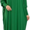 عباية صلاة خضراء (إسدال)  للنساء مع حجاب مطابق  تصميم محتشم وفضفاض، ناعمة ومريحة، مقاس واحد، قطعة واحدة متصلة