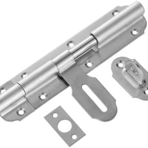 مزلاج برميل من الفولاذ المقاوم للصدأ لقفل بوابة باب المرآب الآمن باللون الفضي (13.5 سم * 4 سم)